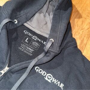 God Of War Promo Pre Shrunk Hoodie Sweatshirt sz M/L PlayStation Full Zip Game